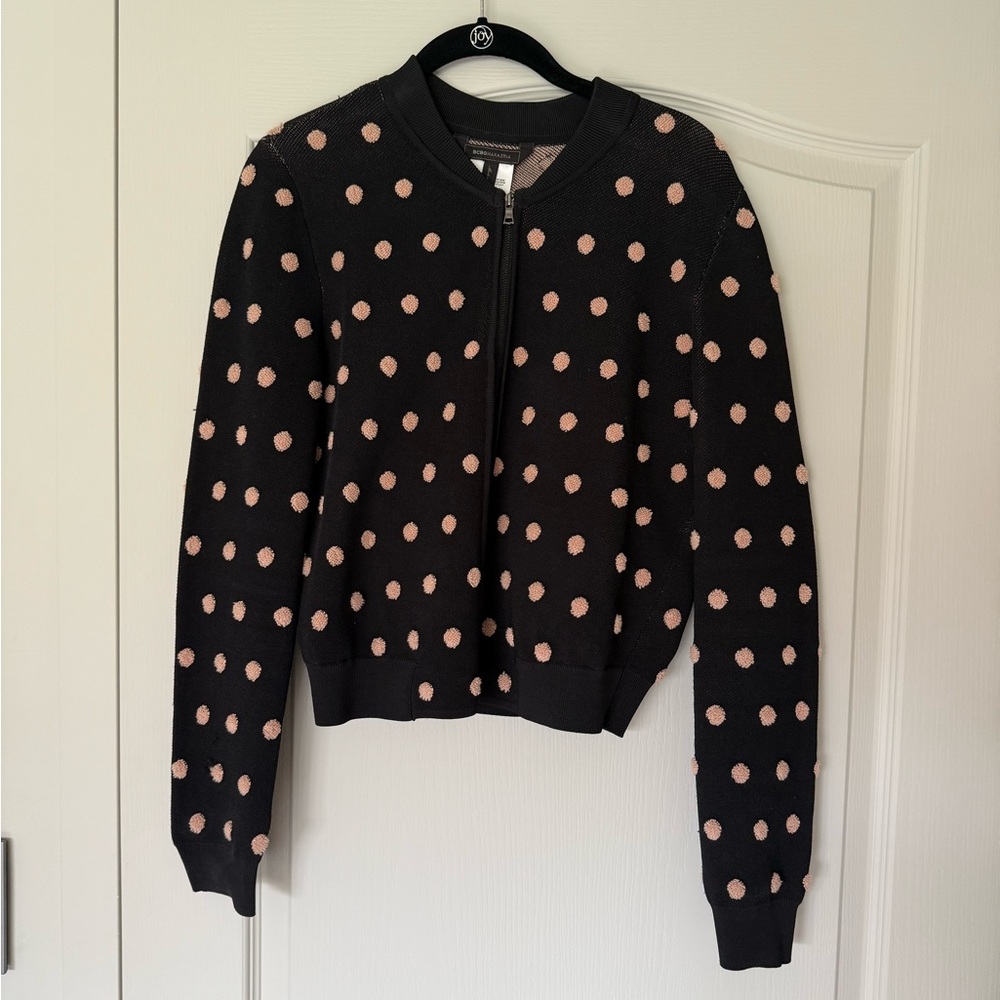 BCBGMaxAzria Black Sweater with Pink Dots